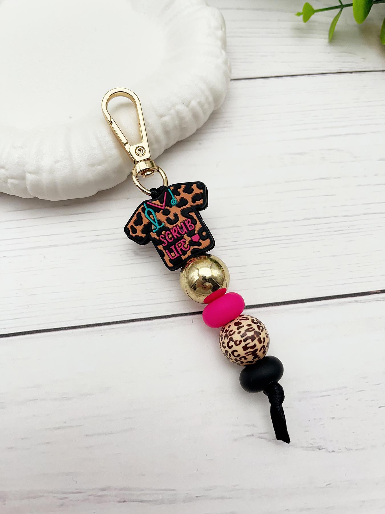 Cute Beaded Design Keychain, Novelty Keychain for Women & Men, Stylish Keychain, Fashion Accessories for Daily Bag, Key Decor, Thoughtful Gifts for Healthcare Workers, Handmade Keychain