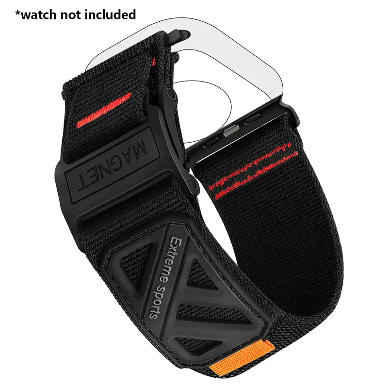 Compatible Apple Watch Ultra Bands for Men, Smart Watch Strap, Wide Soft Nylon Sport Loop, Sturdy Magnetic Buckle for iWatch 49mm (Ultra3/2), 46mm (11/10 Series), 45mm (9/8/7), 44mm (SE/2/SE/6/5/4), 42mm (3/2/1), Smart Watch Accessories (Band Only)