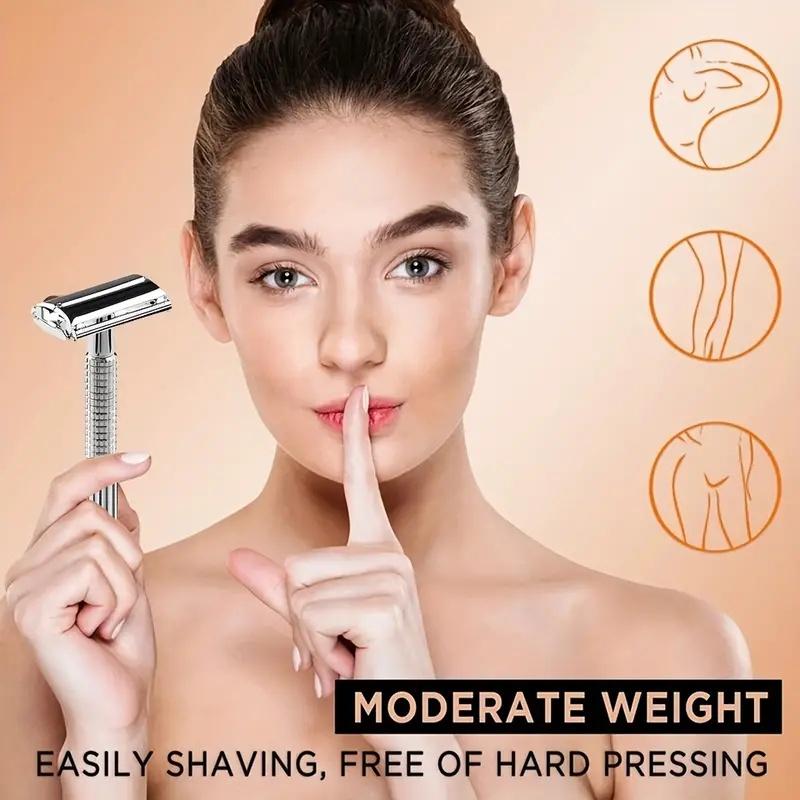 Double-sided Manual Razor with Blades,  Durable Men's Safety Shaving Tool, High-end Rotary Razor for Beard and Beard Trimming