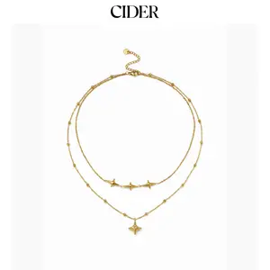Cider  18K GOLD PLATED STAINLESS STEEL STAR LAYERED NECKLACE