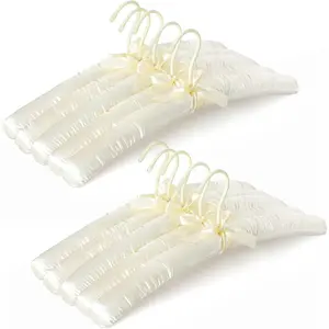 HANGER Padded Hangers for Women Clothing,17-inch Satin Hangers 10 Pack Thick Foam Padded No Shoulder Bump for Sweaters, Coat, Blouses, Dresses-Ivory,CT18I-10