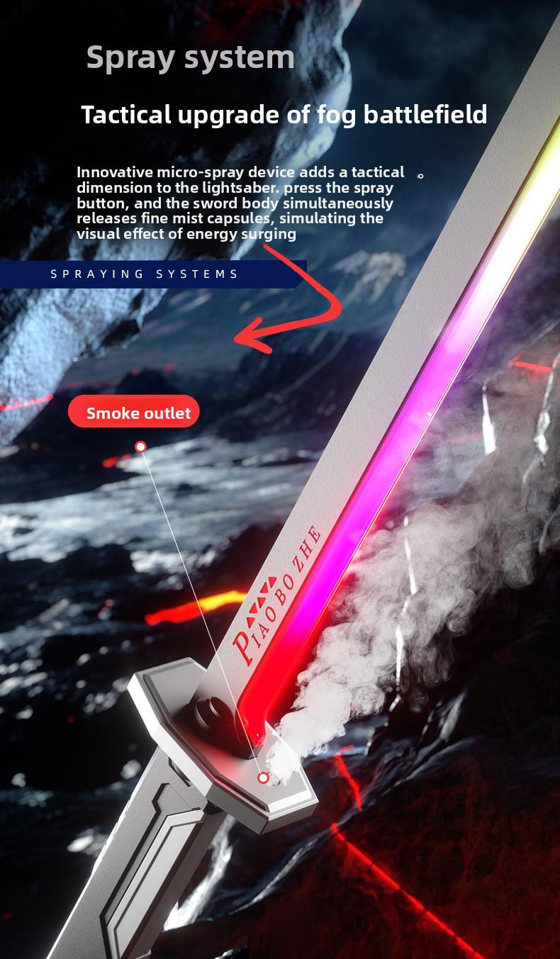 31.5" Cyberpunk Drifter Spark Neon Lightsaber with Spark Blade Sound & Fog 8-Color Streaming Light Type-C Rechargeable for Rave Cosplay & Display – Kids’ Favorite Gift