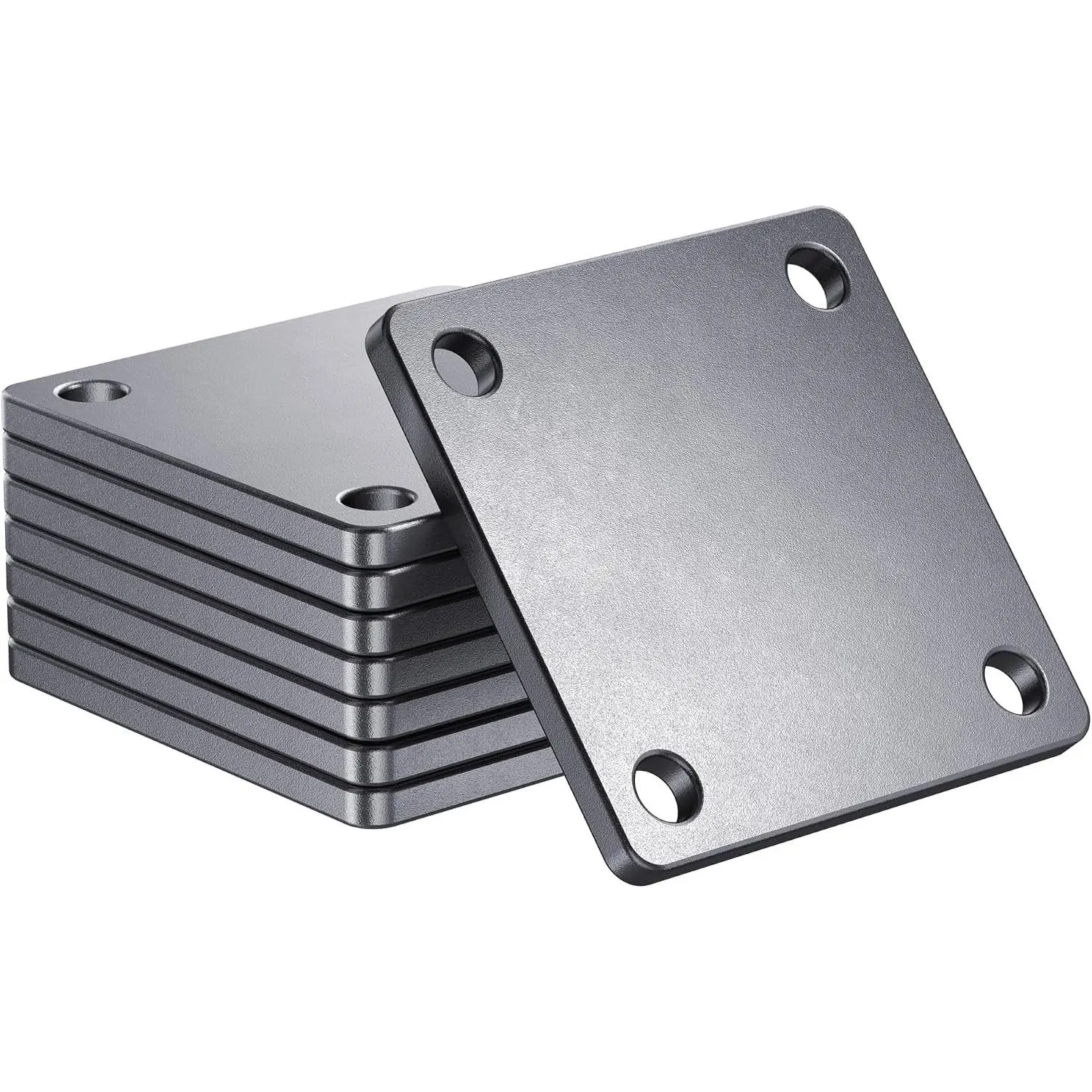 8 count 3"x3" Q235 Carbon Steel Square Plates, 0.2" Thick with 4 Pre-Drilled 0.43" Holes, Heavy Duty Metal Base Plates for Structural Support, DIY & Industrial Applications
