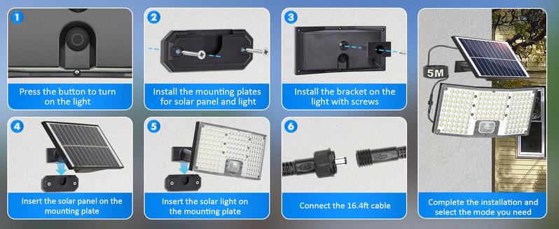 2/4 Packs Solar Outdoor Lights Motion Sensor, 292 LED Solar Flood Lights with Remote, 4000LM Dusk to Dawn Security Lights Separate Panel, 3 Modes/IP65/16.4FT Cable Outside Lighting for Yard Garage