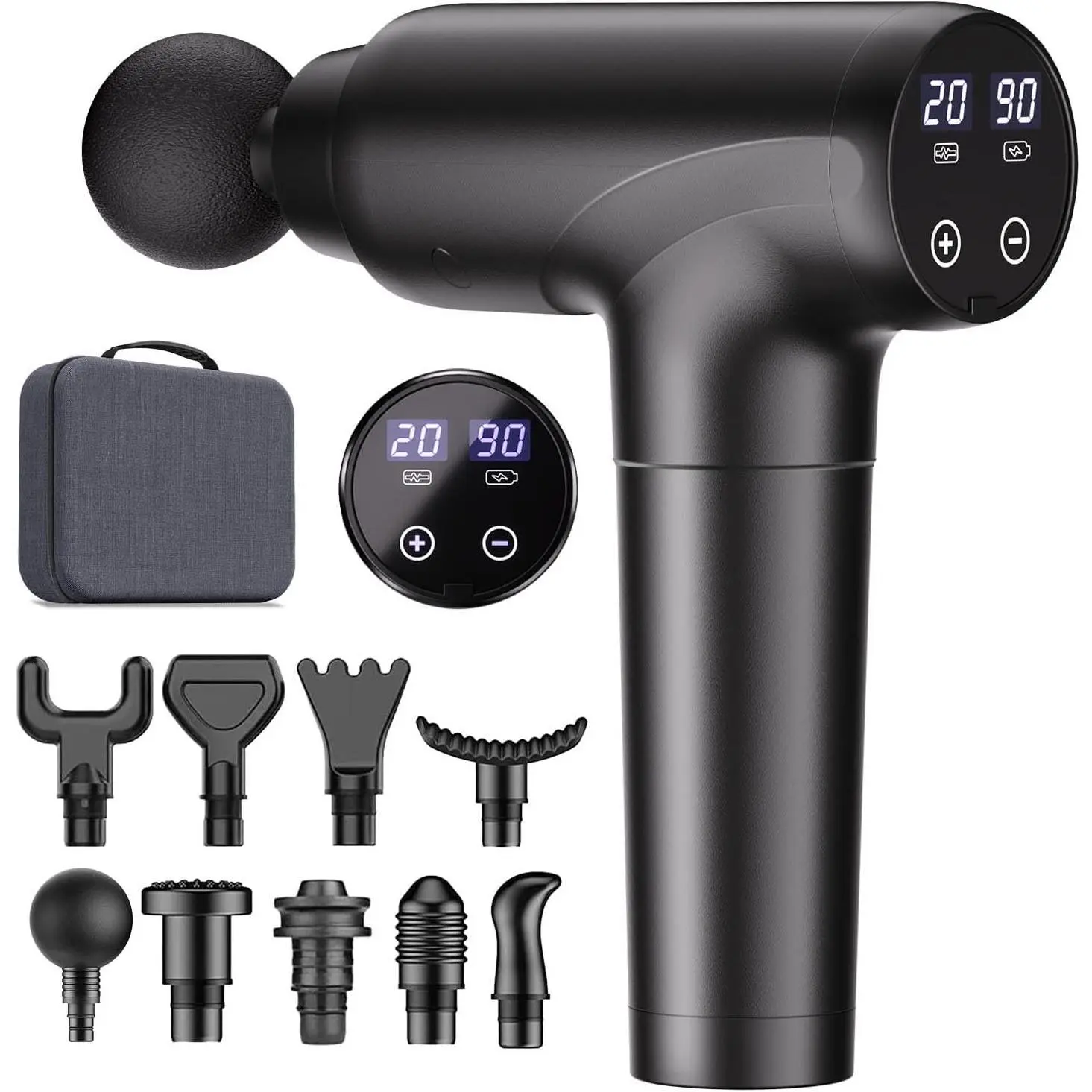 Massage Gun Deep Tissue, Muscle Massage Gun with 9 Attachment Heads 20 Speeds & Silent Brushless Motor for Pain Relief, Handheld Percussion Back Massager Gun, Ideal Gift for Mom/Dad home