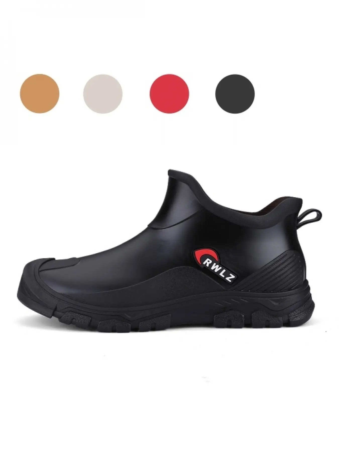 Men's Retro Low Top Rain Boots, Deep Texture Thick Anti-Slip Short Rain Shoes, Waterproof Rubber Sneakers for Fishing, Car Washing, Construction