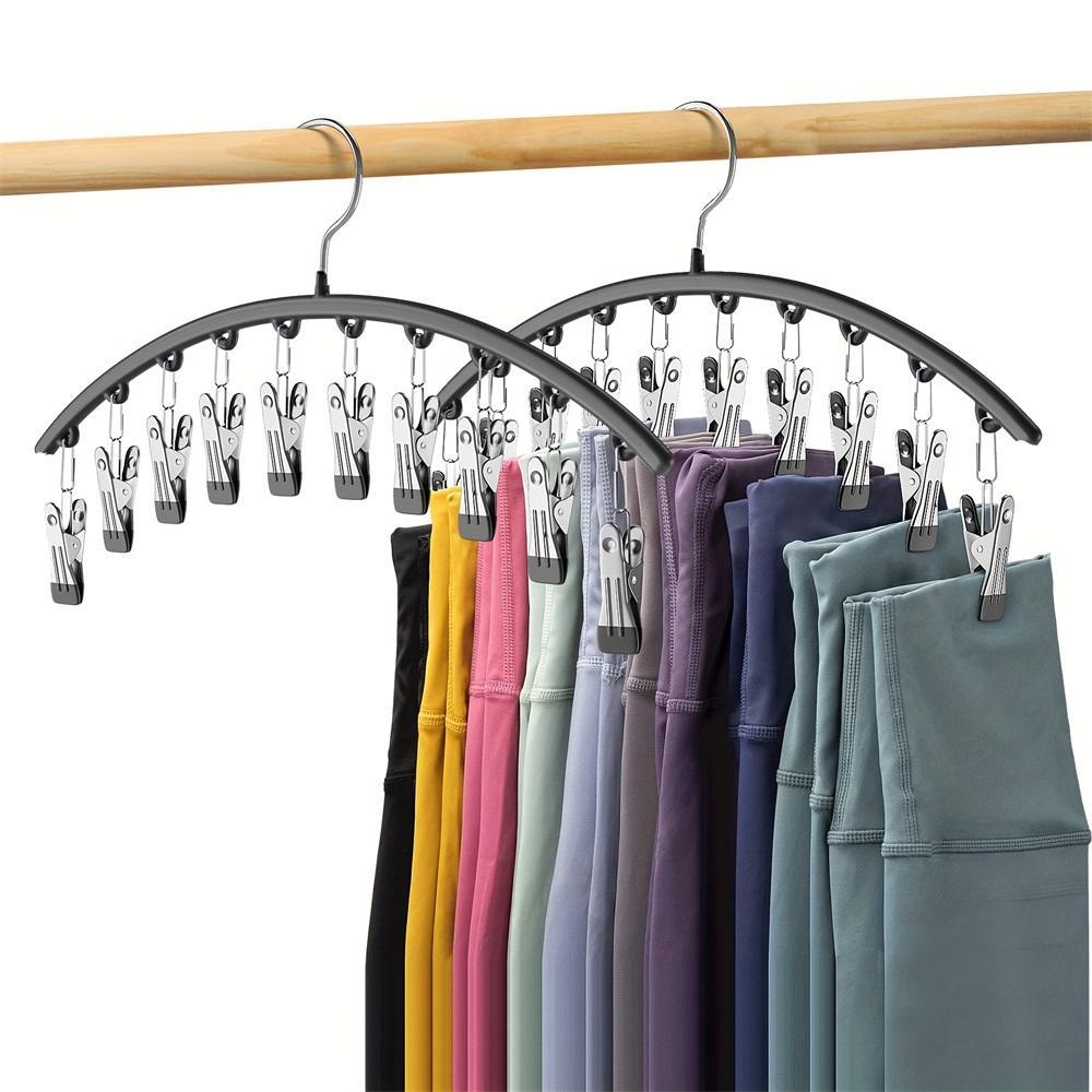 Space Saving Clothes & Pants Hanger, 2 Counts Multi-functional Windproof Drying Hanger with Clip, Hanging Storage Closet Organizer for Hat & Jeans & Scarves