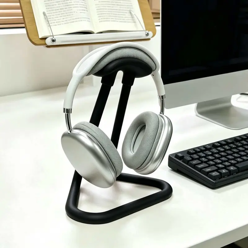 Minimalist Tubular Headphone Display Rack, 3D Printed Anti-Slip Desk Organizer for Gaming Headsets Home Office Workspace