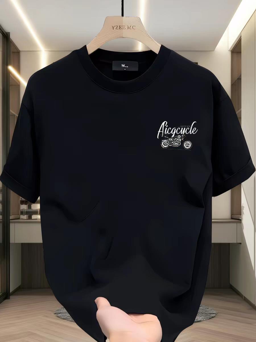 "MOYAN Aicacycle 1875 Vintage Motorcycle Graphic T - Shirt – Cool Biker Style with 'Nothing Can Stop Your Longing for Freedom' Slogan, Black Casual Tee for Men & Women"