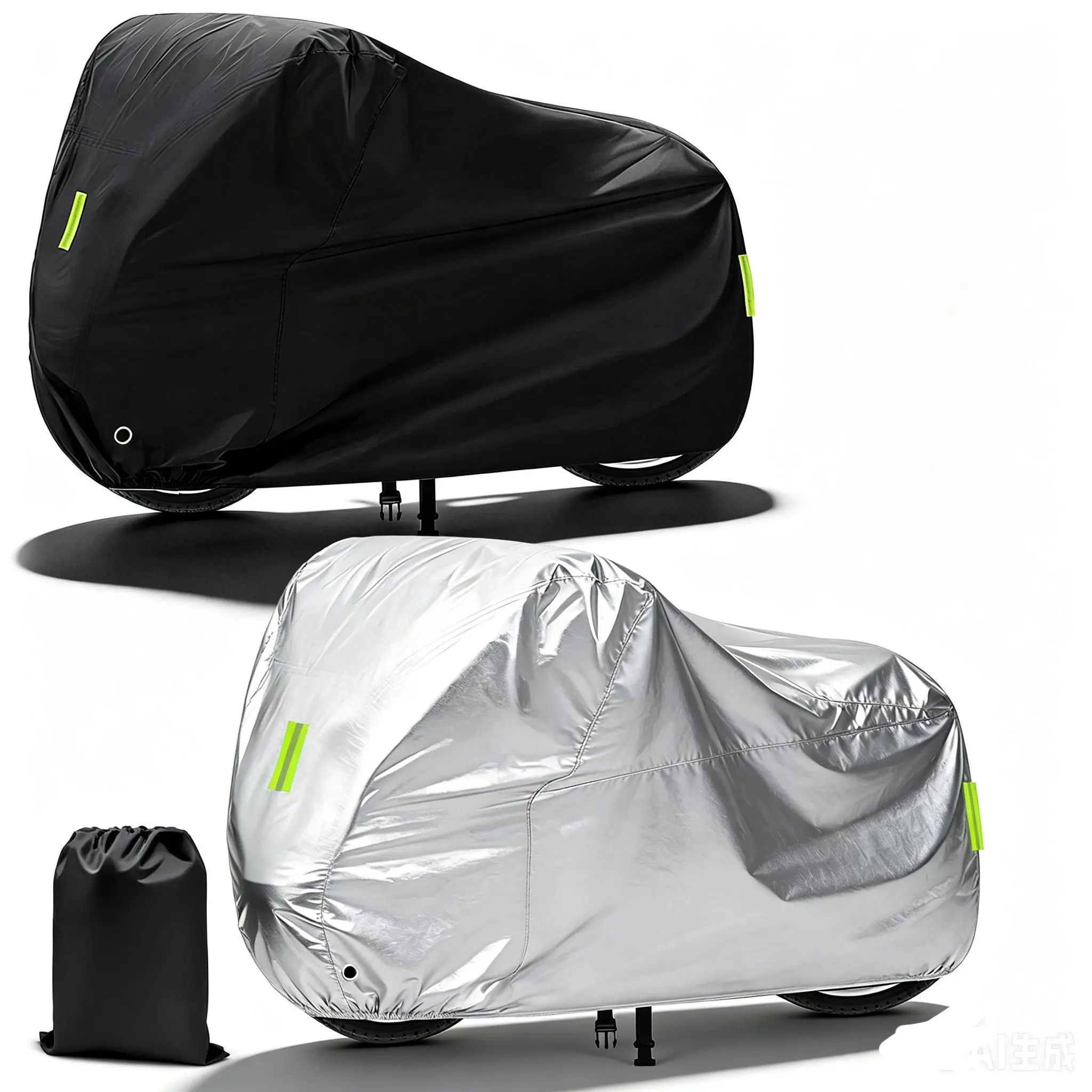 Universal Motorcycle & Scooter Cover - Upgraded 3-Layer Oxford Fabric, Waterproof Shield, UV-Blocking Layer, Reflective Strips, Elastic Hem, Adjustable Wind Buckle