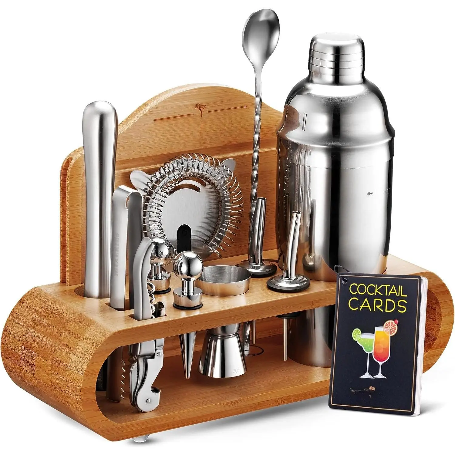 Mixology Bartender Kit with Stand - 19 count Bar Set  Shaker Set, Drink Mixer Set for  Bar with  Bar Accessories - Bar Tool Set,  Kit, Mixology Set, Bar Kit.