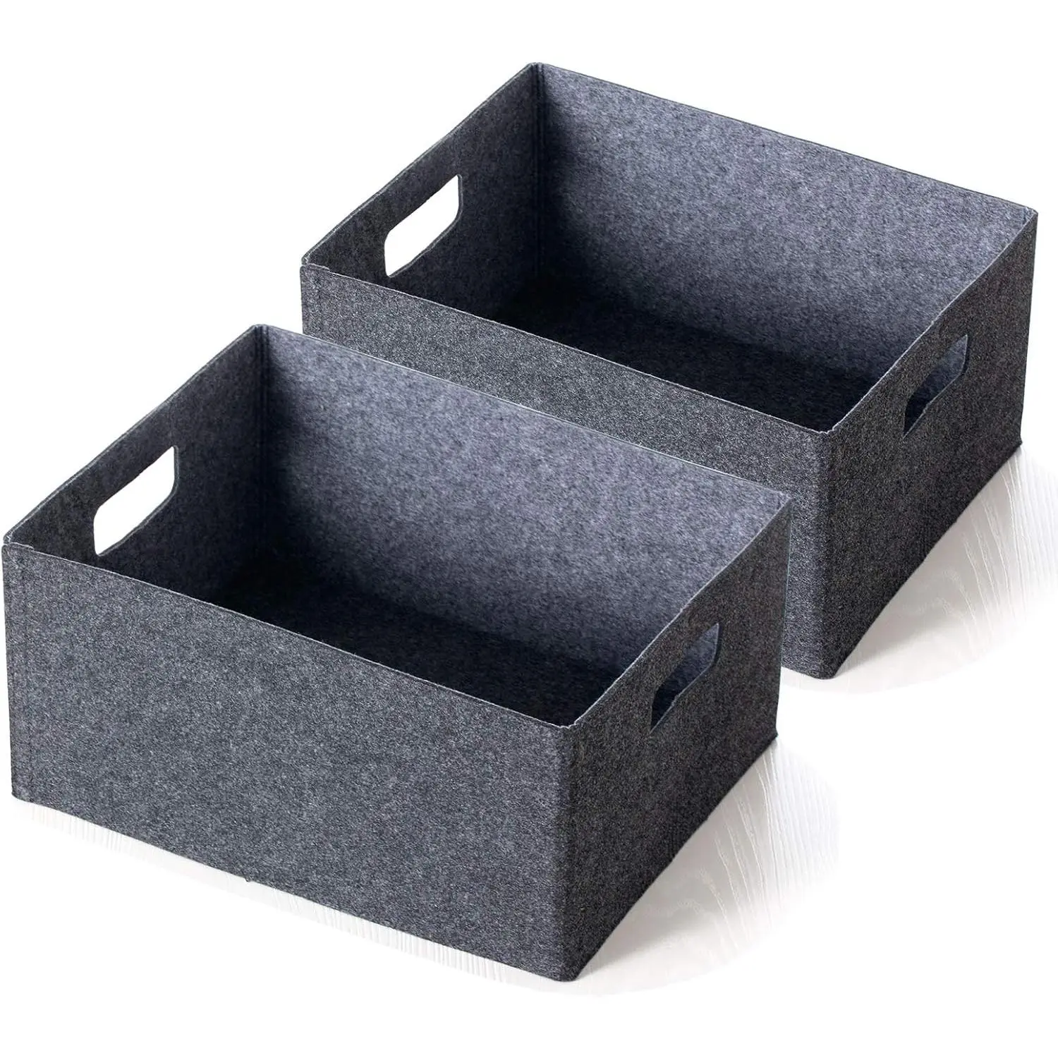 2 pack self-supporting collapsible felt storage basket in darkgrey for storaging and sorting of clothes, toys and office files