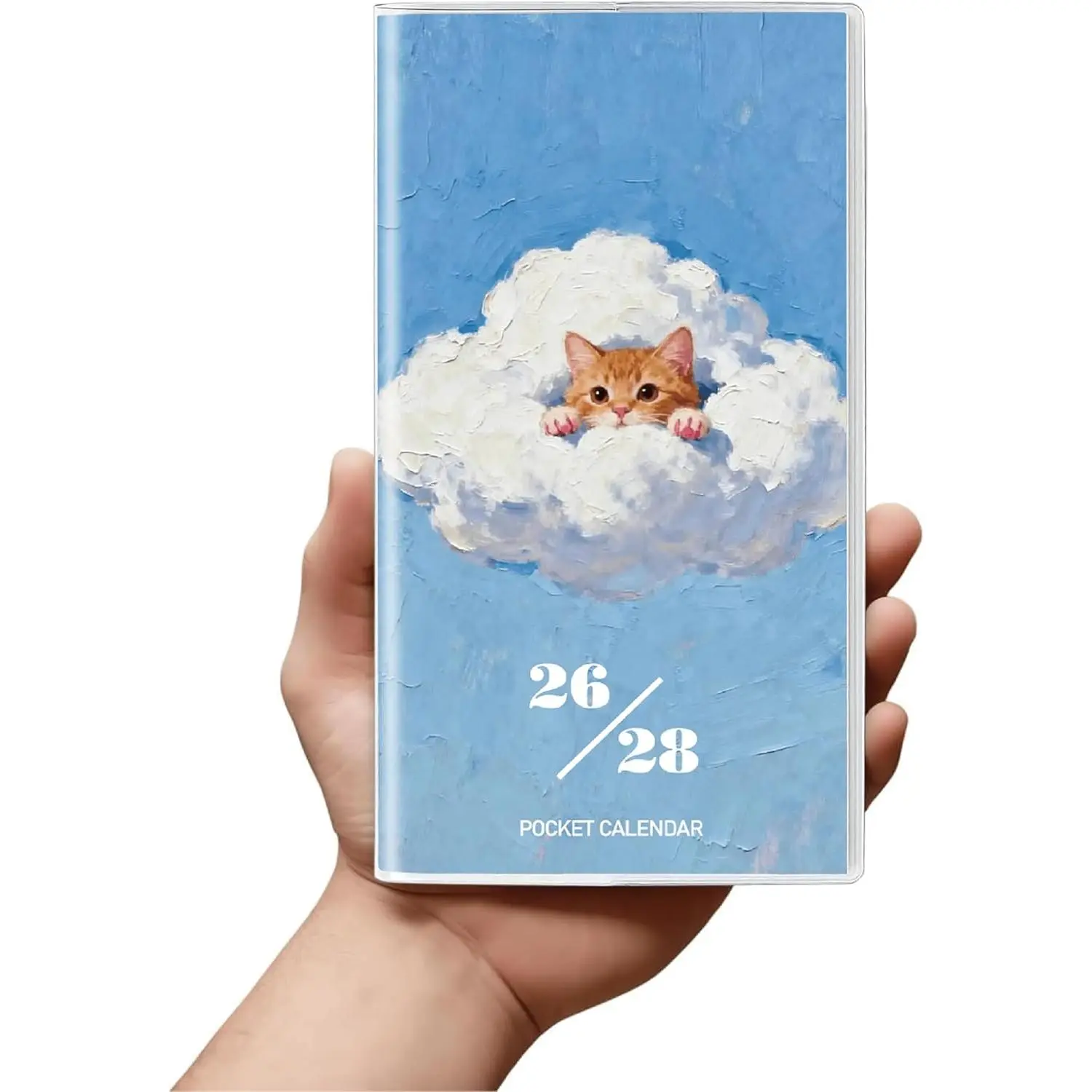 Pocket Calendar 2026-2028  Series, Monthly Planner 2026 to 2028 (3.7" x 6.7")  Purse Calendar, Pocket Agenda with Protective Plastic Sleeve- Cloud