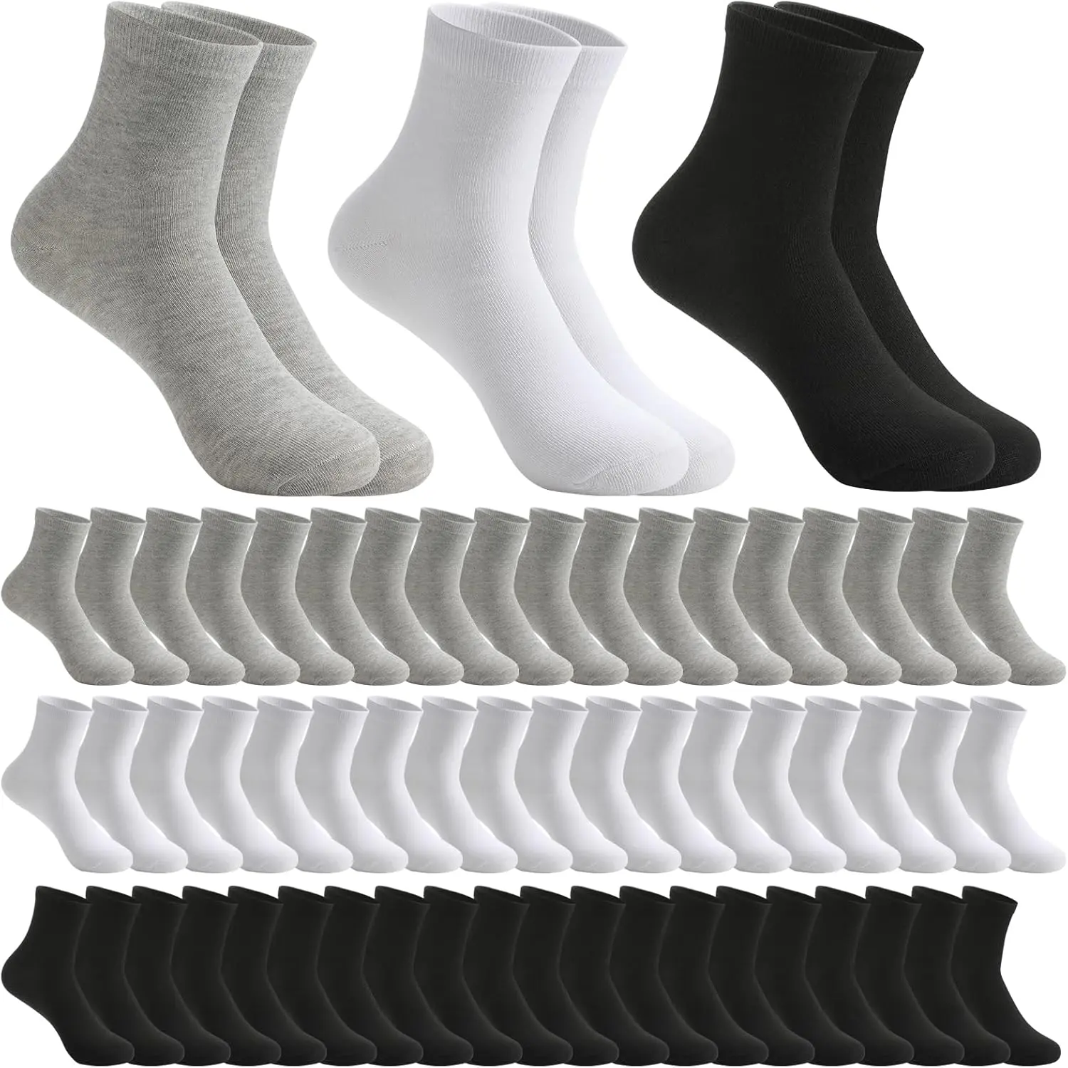 50 Pairs Men's Thin Quarter Socks, Breathable Ankle Length for All Day Comfort At Work, Casual Wear and Light Activities. Soft Lightweight Design, Demanded As Everyday Casual Socks, Versatile Athletic Socks Summer Essentials for Men