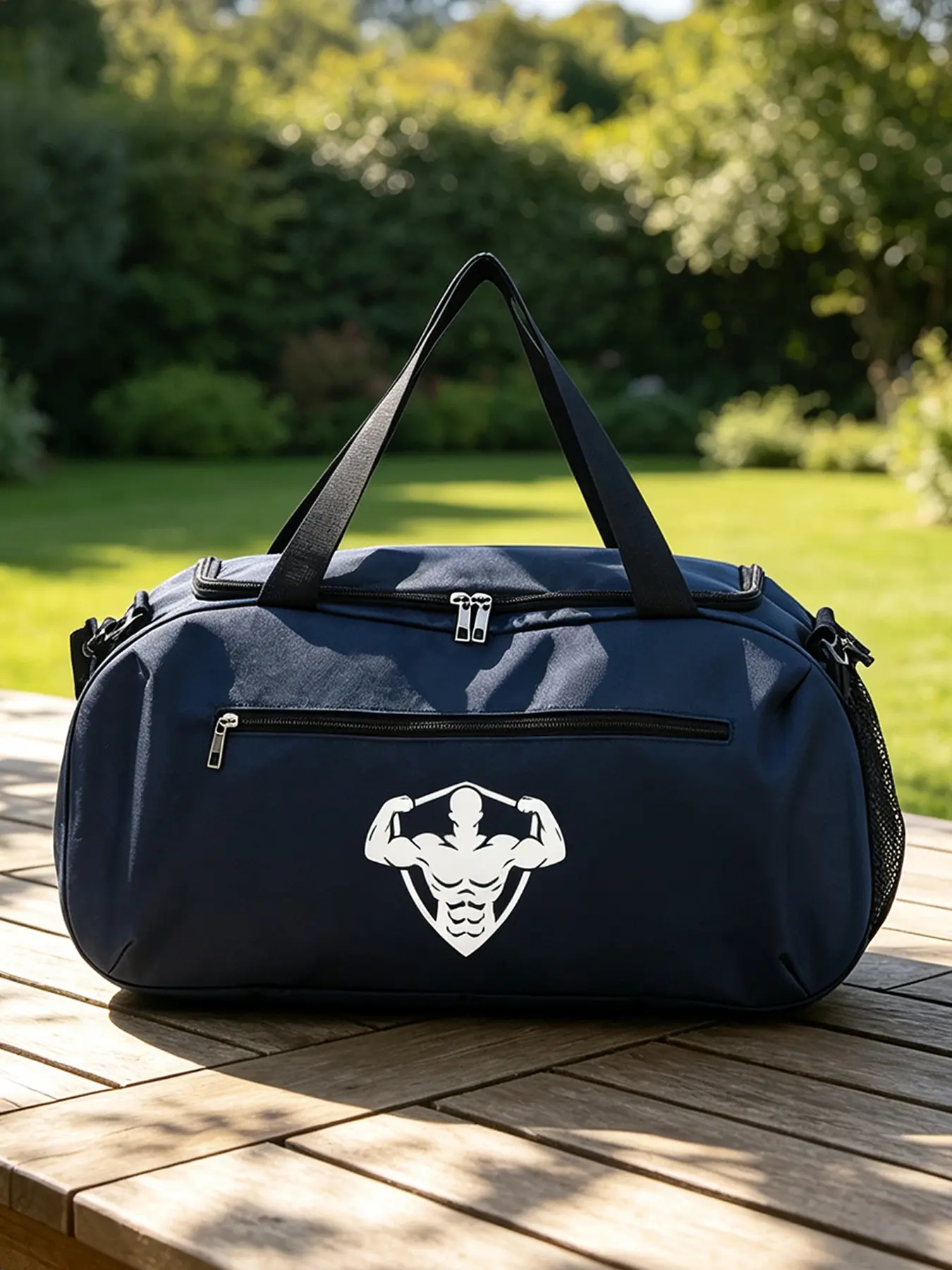 Unisex large-capacity fitness-themed gym duffel bag, storage bag for short trips. Durably constructed for travel and daily use, ideal for gym sessions and casual outings, multi-functional accessory.