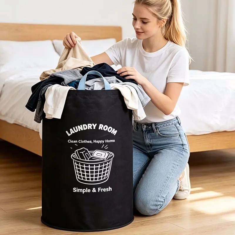 Large Capacity Foldable Laundry Basket, 600D Oxford Fabric, Durable Storage Solution, Ideal for Clothes Organization, Space-Saving Design