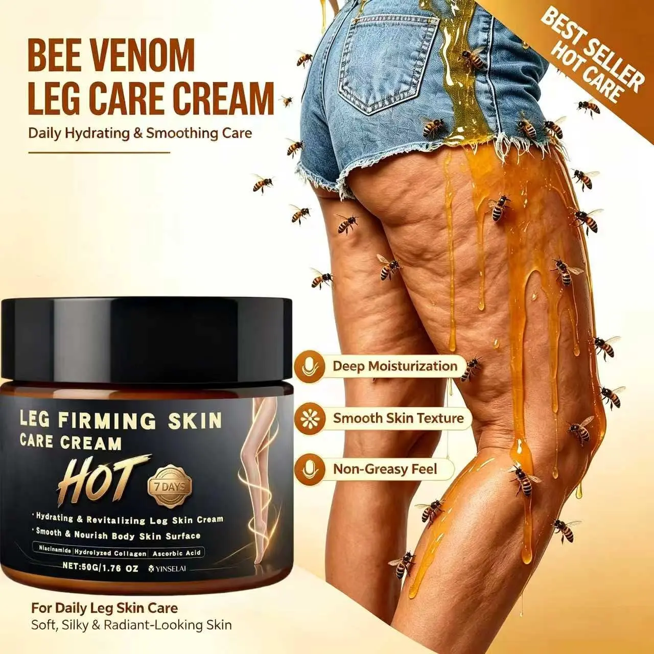 Tighten & Lift Leg Skin in 7 Days, Warming Firming Cream, Smooths & Tones, Natural Care, 50g/1.76oz