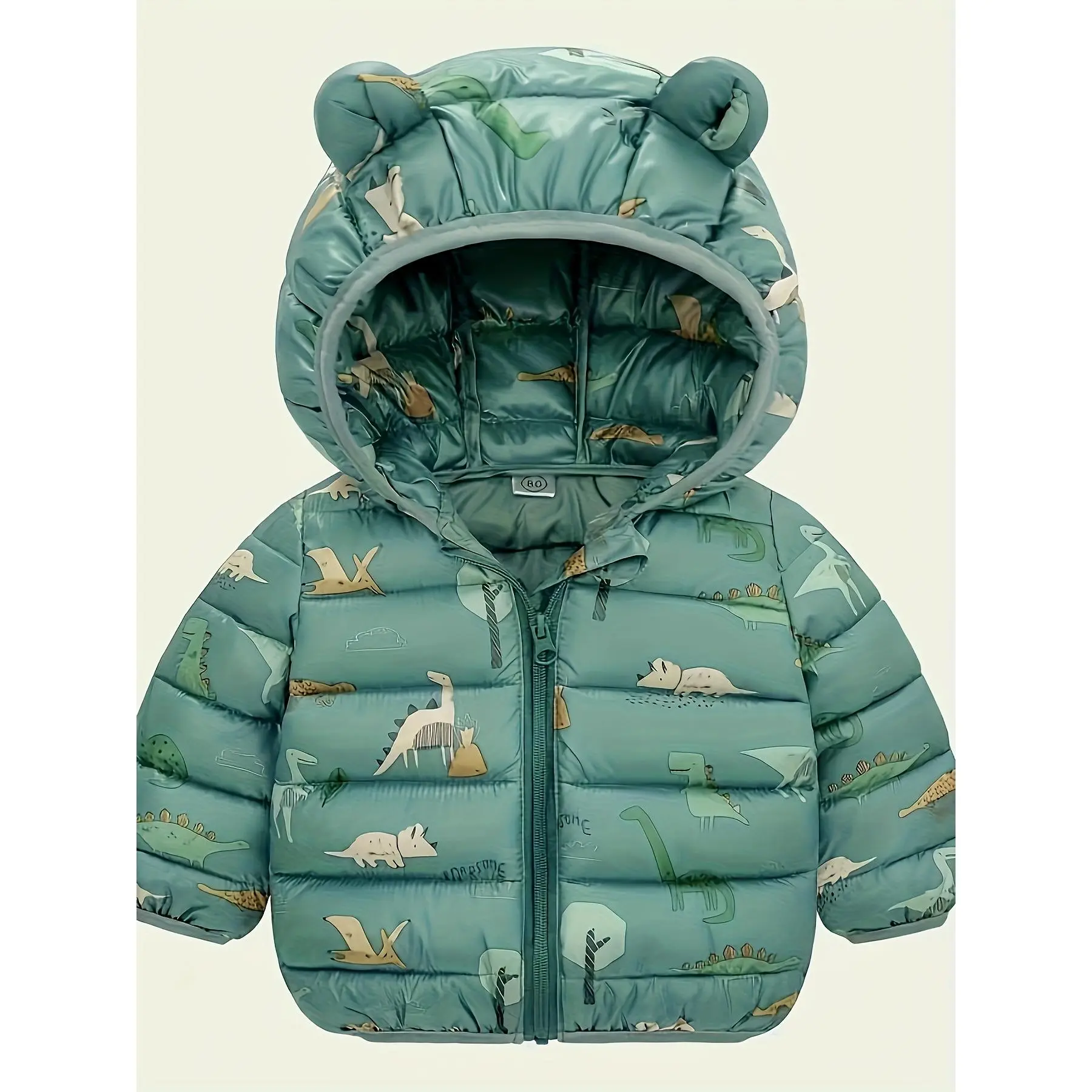 Children's Wear Kids Padded Jacket, Cartoon Print Cute Ears Short Style Thickened Coat, Boys Girls, Halloween Christmas