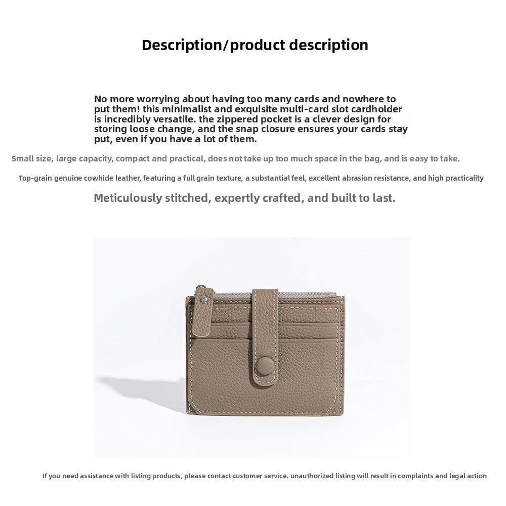 Leather Ultra-Thin Card Holder Wallet – Korean Multi-Card Zipper Change Bag, Mini Wallet for Commuters, First-Layer Cowhide Simple & Stylish Design