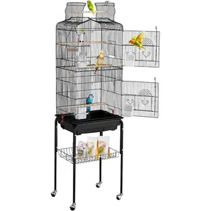 VEVOR 41 - inch Open Top Large Parrot Bird Cage, Hanging Bird Cage for Parakeets Finches Canaries Lovebirds Cockatiels Budgies Small Quaker Conures Travel Pet Flight Birdcage with Swing and Perch