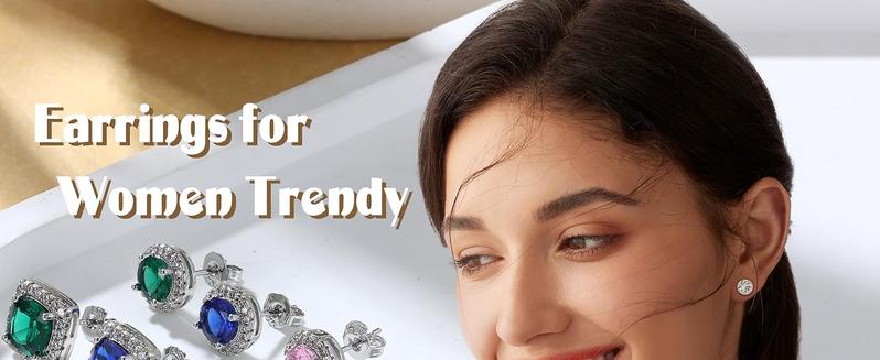 MILACOLATO 18K Plated Gold  Halo Stud Earrings 925 Sterling Silver Cubic Zirconia Stud Earrings Round Square Diamonique Stud Earrings Set for Women Men