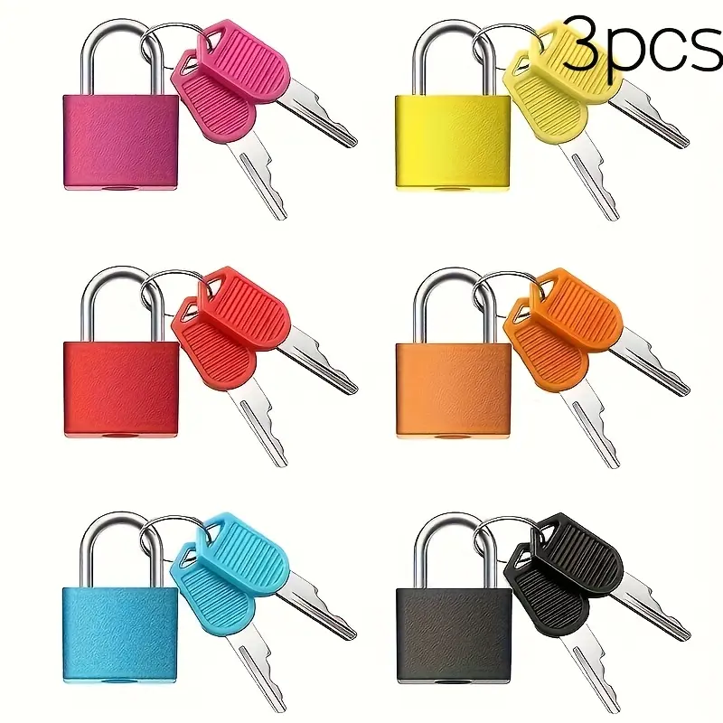 3 Counts set Multi-Color Metal Hanging Locks with 3 Keys, Durable Plastic & Metal Combination Lock for Luggage, Backpacks, Gym Storage Cabinets