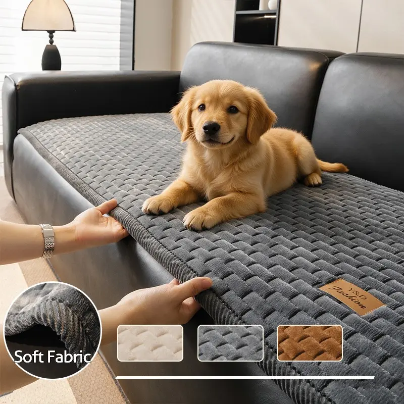 1pc Sofa Cushion Cover, Plush Solid Color Simple Design, Pet-Friendly Comfortable, All-Season Modern Decor, Living Room Bedroom Protector