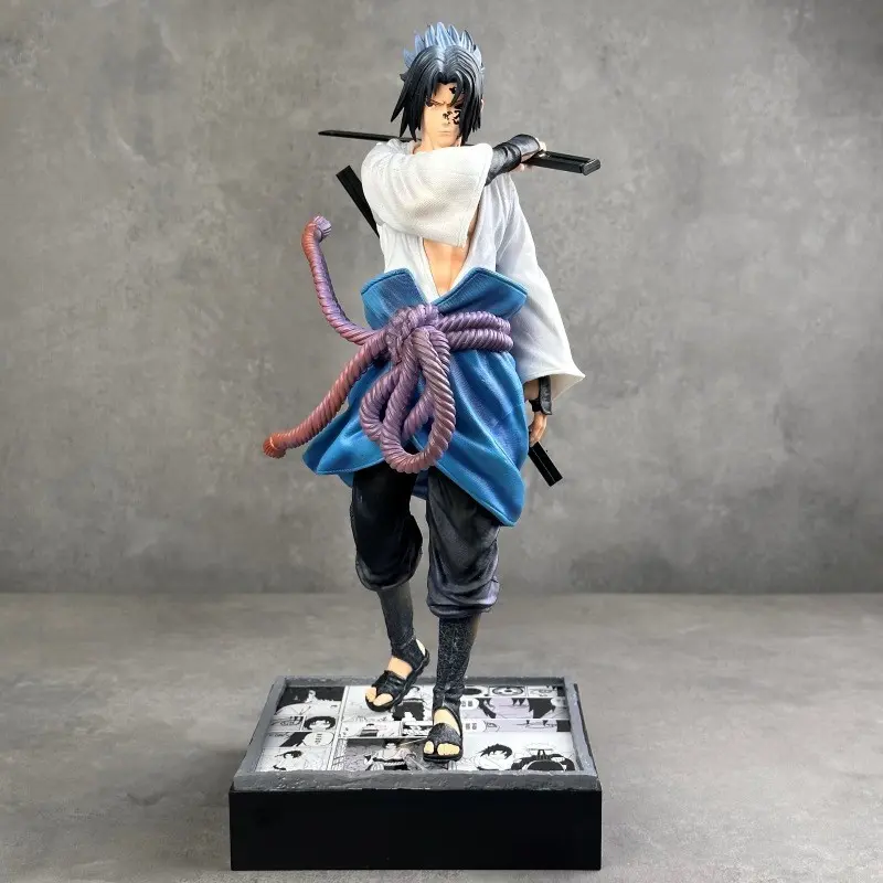 Naruto Uchiha Sasuke PVC Statue 36cm, Samurai Kimono Sword Sculpture, Anime Model with Color Box, Desktop Decor, Collectible Gift