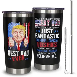 Fathers Day Tumbler Drinking Cup,20 oz Best Dad Ever Tumbler Coffee Cup, Funny Unique Father's Day Birthday Gifts for Dad from Son Daughter