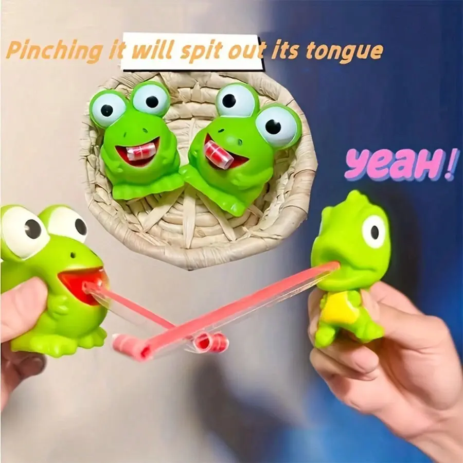 Fun Creative Toy, Frog Sticking Out Tongue,Dinosaur Shaped Pinching Toy, Big Eye Frog,Enjoying Stress Reduction And Rebound Toy,Pop Squeeze  Tongue Lnteractive Toy Party Game Gift
