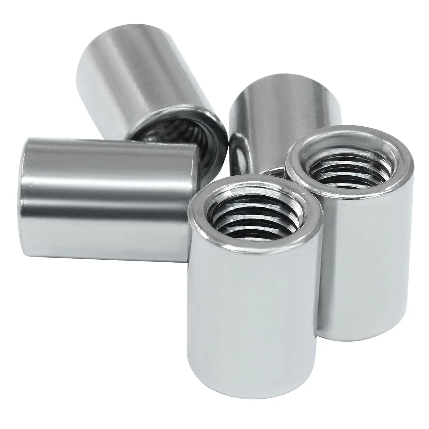 M10 Coupling Nut, 20mm Height, Stainless Steel, 5 count | Round Sleeve Stud Nut, Threaded Hardware, For Bracket, Camera Pan, Lamp Bracket, Connecting Rod Nuts