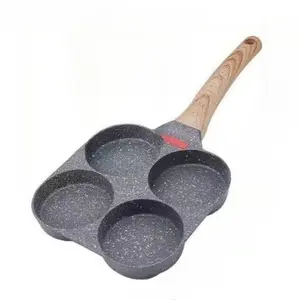 Vevor 4-hole Egg Frying Pan Aluminum Omelet Pan Non-stick Pancake Maker with Lid Nonstick Egg Pan