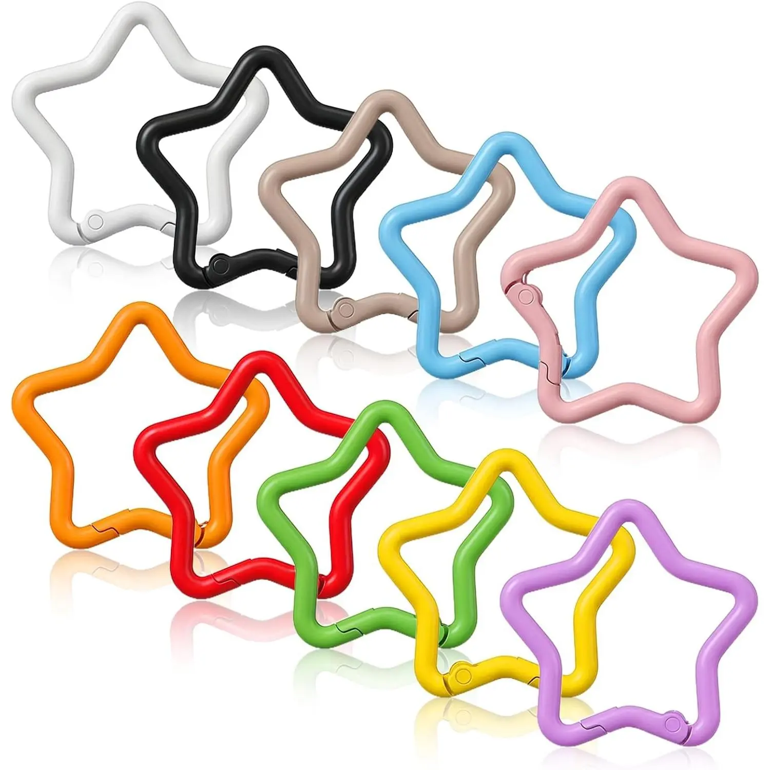 10 PCS Colorful Star Shaped Keychain Clip, Zinc Alloy Cute Multicolor Spring Snap Hook Carabiner for Outdoor Camping Hiking Traveling Backpack 10colors