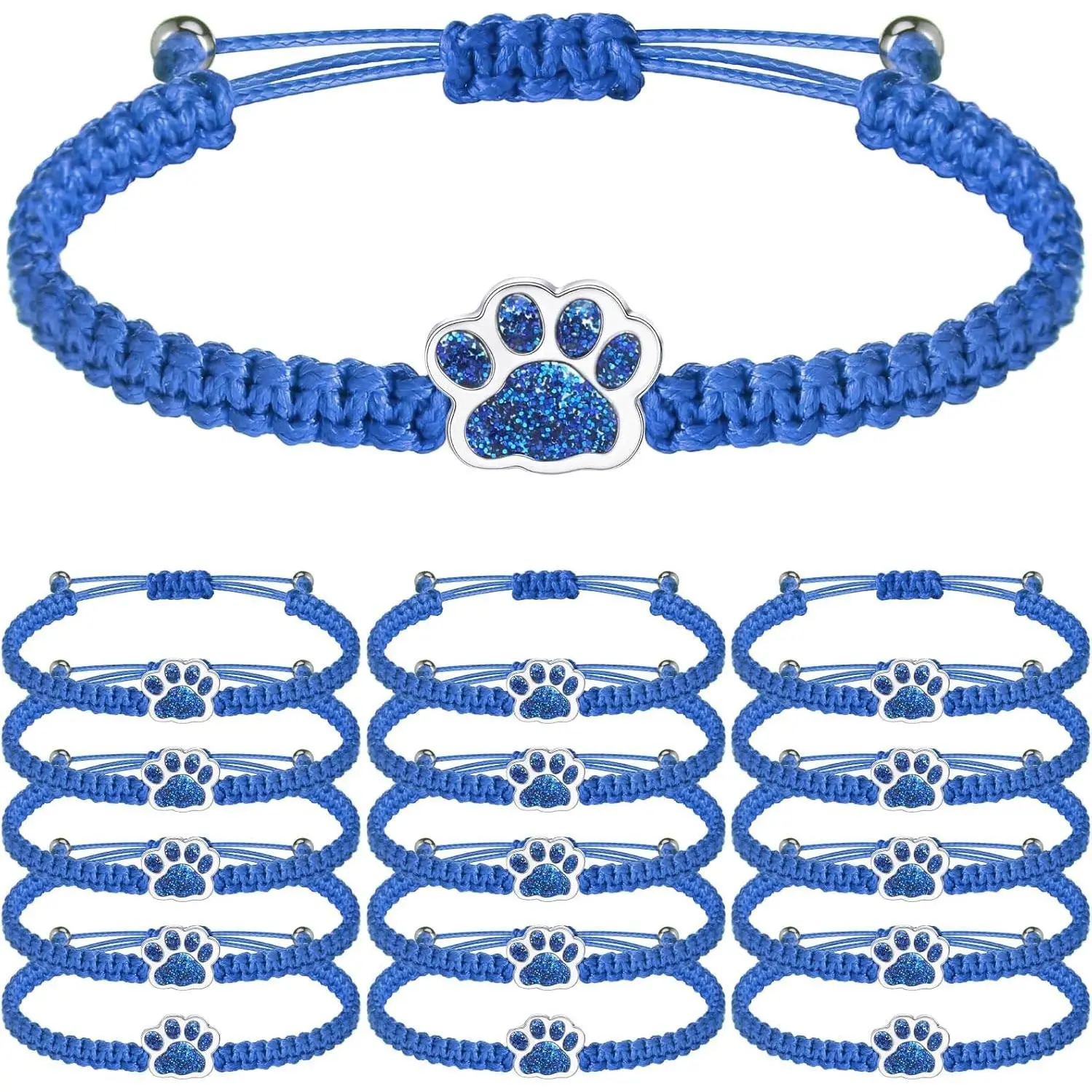 24 Pcs Paw Print Bracelet School Spirit Week Bulk Items, Homecoming Wristband, Vet Tech Week Gifts, Team Spirit Memorial Jewelry Accessories for Women Men, Ideal for Birthday Party Favors