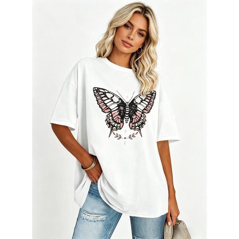 Pure Cotton Short Sleeve T Shirts -Soft Summer Crop Tops,Fit Basic Tees for Workout,Summer,Oversized Printed T-shirt Tshirt Women