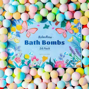 54 Pack Handmade Bath Bombs 11 Vibrant Colors & 9 Unique Scents, Long-Lasting Fizzy Bubbles & Colorful Magic, 7-Minute Dissolve for Relaxation, Perfect for Birthdays & Summer Self-Care