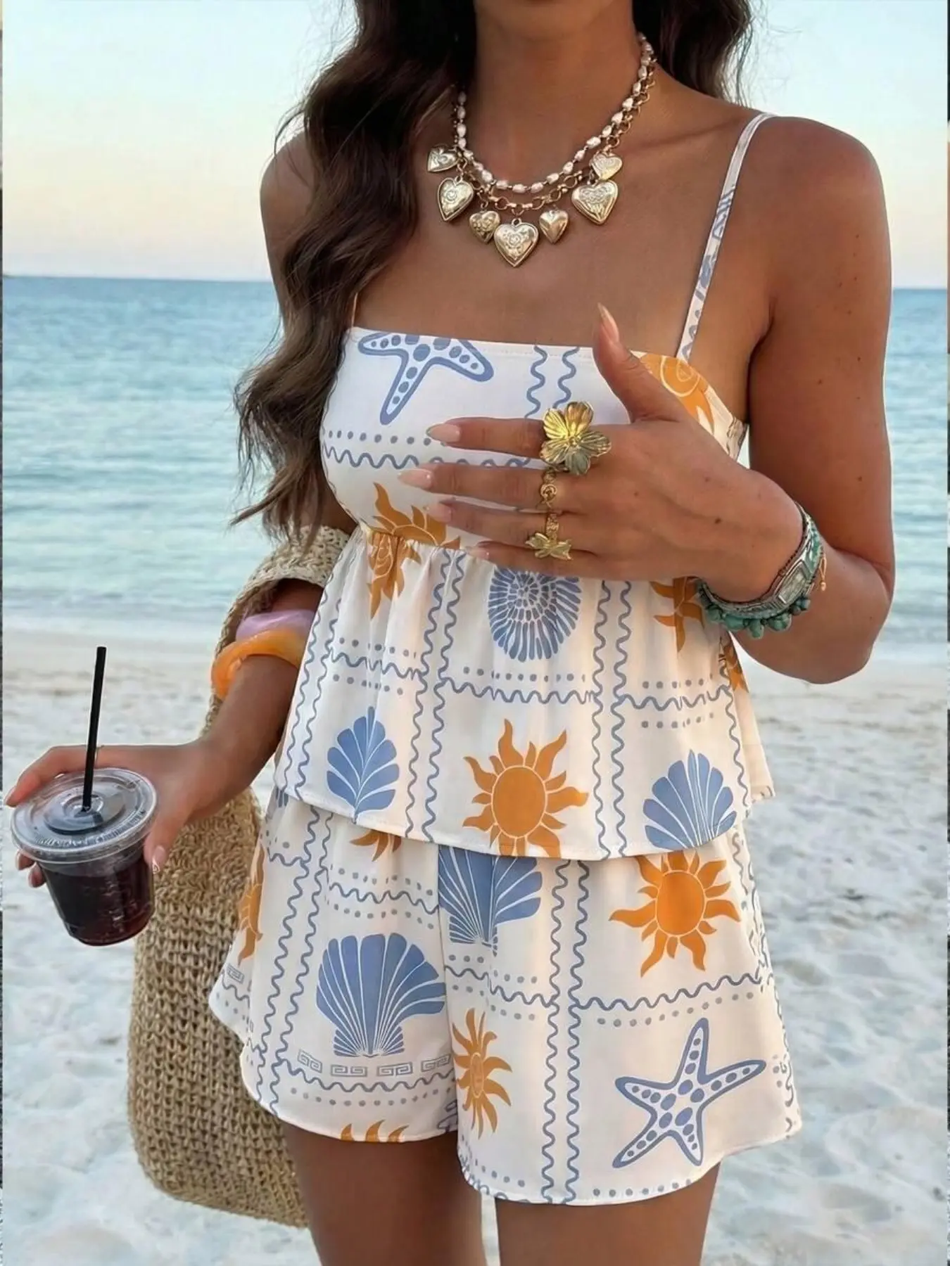Women's Floral Print Ruched Strapless Top and Shorts Set, Casual Bohemian Style, Vacation Wear, Elegant Beach, Perfect for Valentine's Day, Clothes