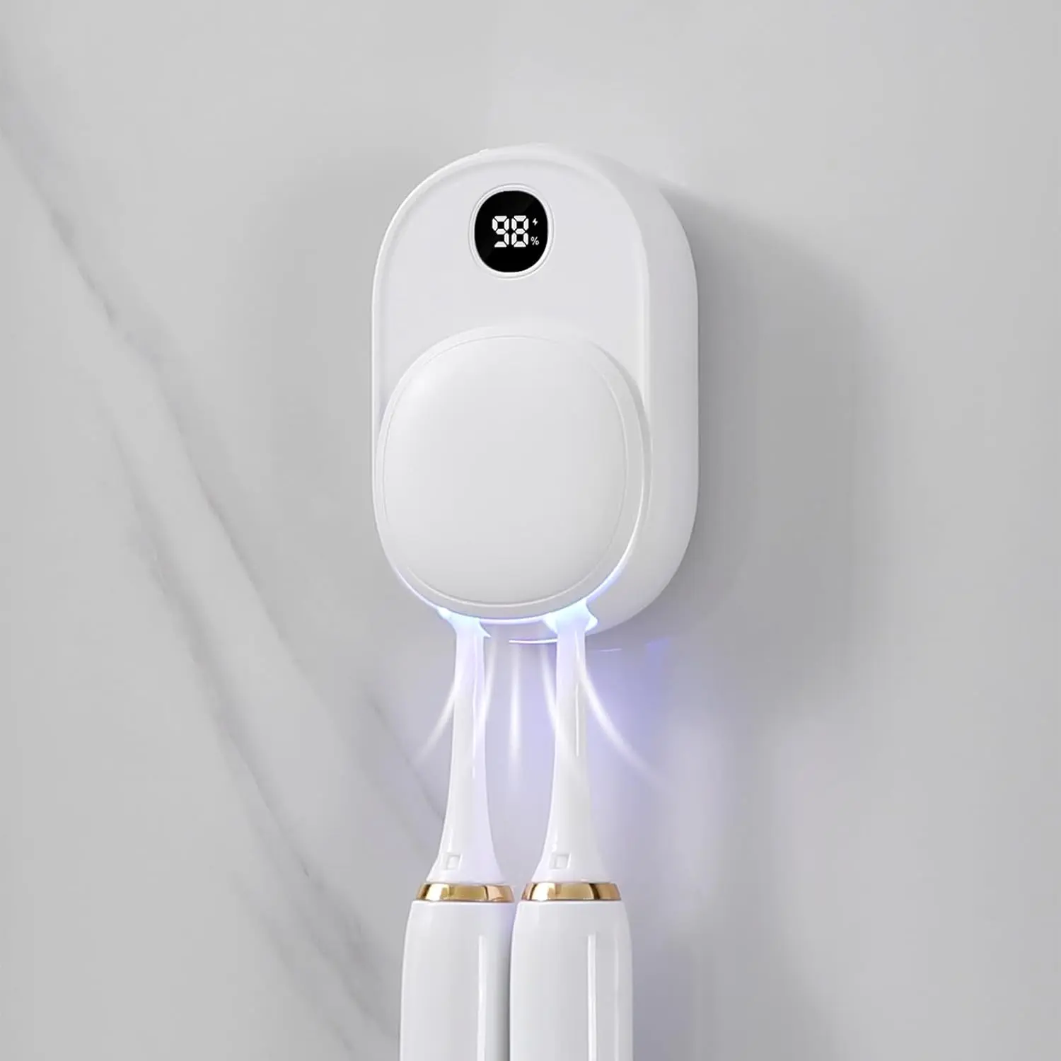 UV Toothbrush Sanitizer Holder Wall Mounted for, Travel Toothbrush Case, Electric Toothbrush Holder with UVA+UVC Light & Fan Drying, USB Toothbrush Cleaner