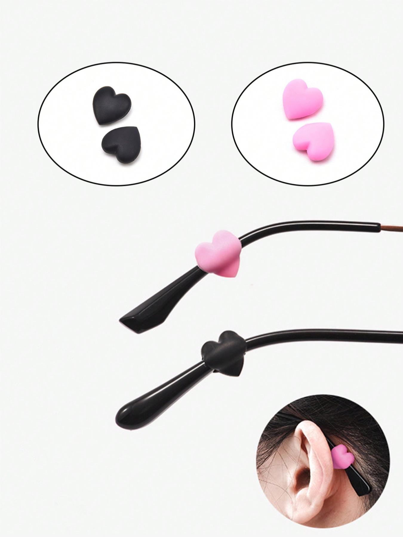 Heart Shaped Anti-slip Glasses Ear Clip & Ear Hook, Silicone Anti-slip Glasses Leg Cover, Fashion Eyewear Accessories for Women & Men