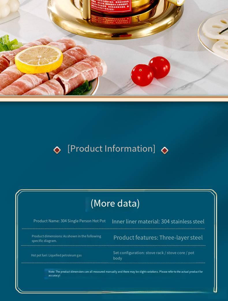 Inflatable Hot Pot, Single-Serving Hot Pot, Ideal for Private Dining at Clubs and Hotels, One Pot per Person, Gas Stove, Household Gas