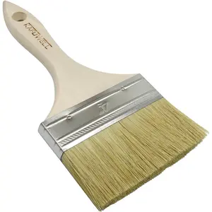 1 Pack Double Thick Chip Paint Brush, Wood Stain Brush Wooden Handle Flat Paintbrush, Versatile Masonry Brush for Painting Walls and Fence Staining (4 Inch)