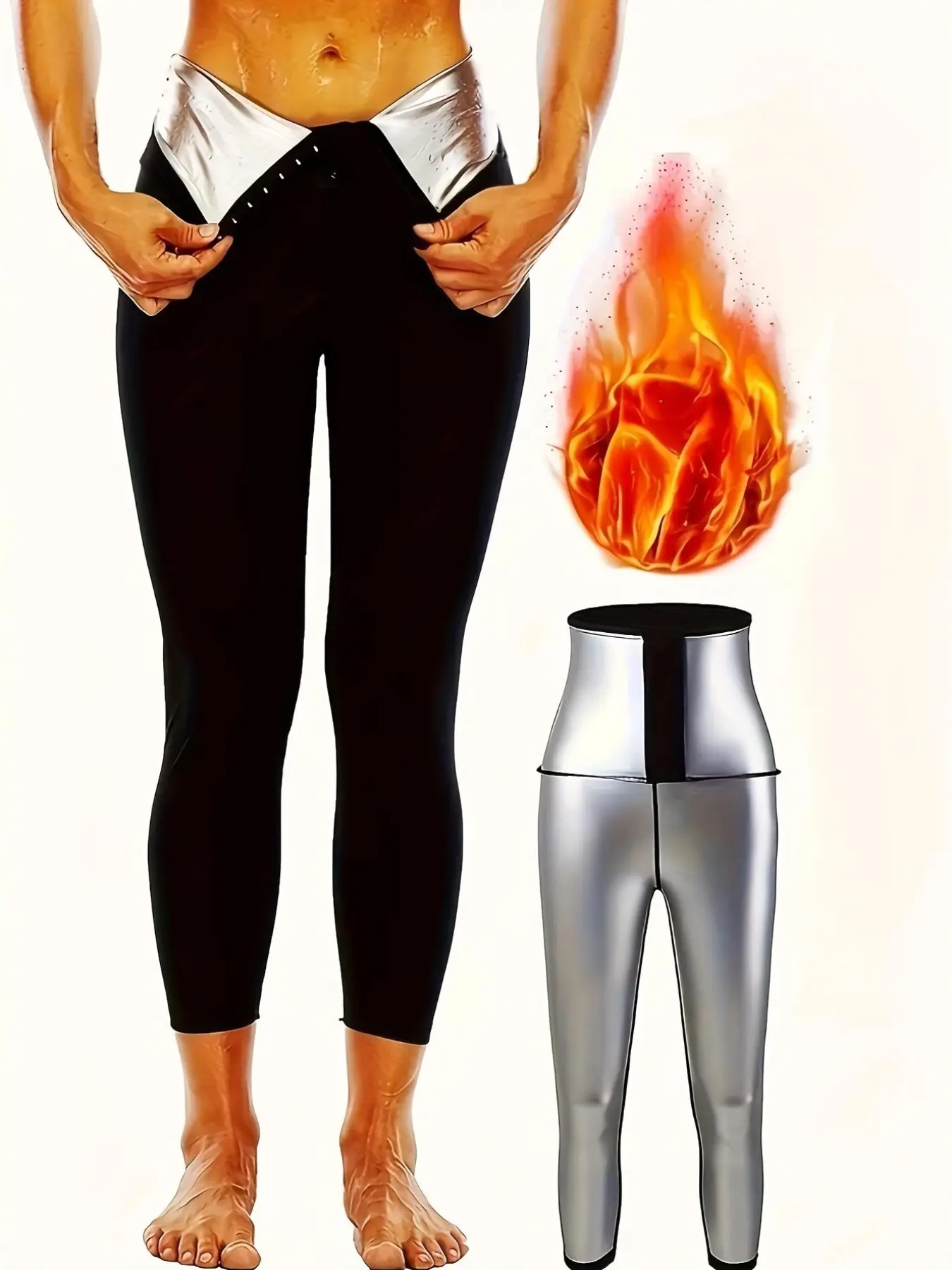 High-Waisted Buttoned Sweatpants for Women, Tummy Control Butt Lifting Sports Pants, Warm Locking Fat Burning Leggings, High Compression Fit