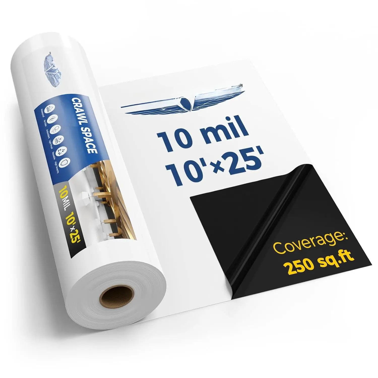10 mil Crawl Space Vapor Barrier 10' x 25' Plastic Sheeting