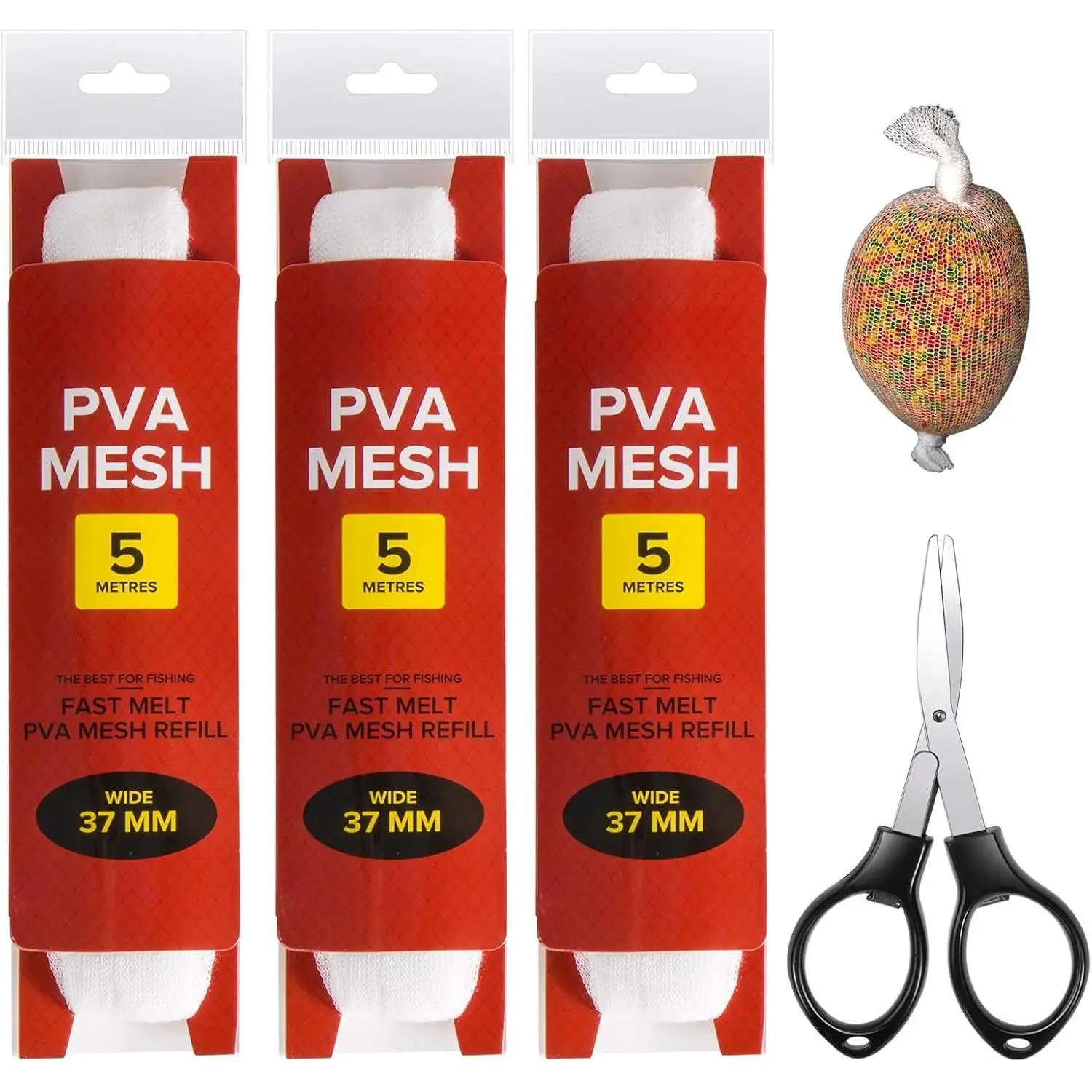 5M PVA Mesh for Carp Fishing 3 count  Water Soluble Mesh  Bags | 45" PVA Bags for Carp Fishing, Refill Spawn Netting  Meshs, Fishing Refill Stocking for  Pellets