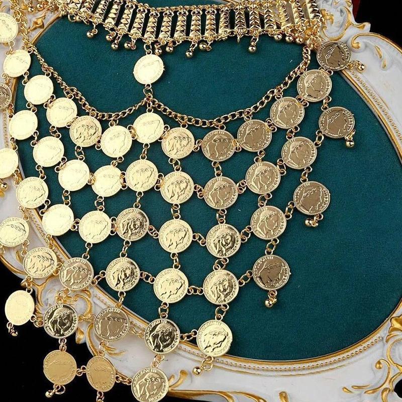 Middle East Dubai Style Metal Veil Hollow Coin Alloy Curtain Tassel Mask Cross-Border Headdress Face Covering Jewelry Accessory