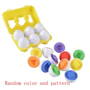 Matching Eggs 12 pcs Set Color & Shape Recoginition Sorter Puzzle for Toddlers Easter Travel Game Early Learning Educational Fine Motor Skill Montessori Gift for Year Old Kids