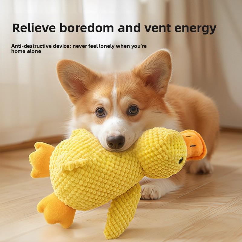 Plush Yellow Duck Dog Toy for Small & Medium Dogs, Squeaky & Durable Chew Toy for Teething, Boredom Relief & Self-Play Little Yellow Duck Dog Toy - Squeaky Plush for Small/Medium Dogs