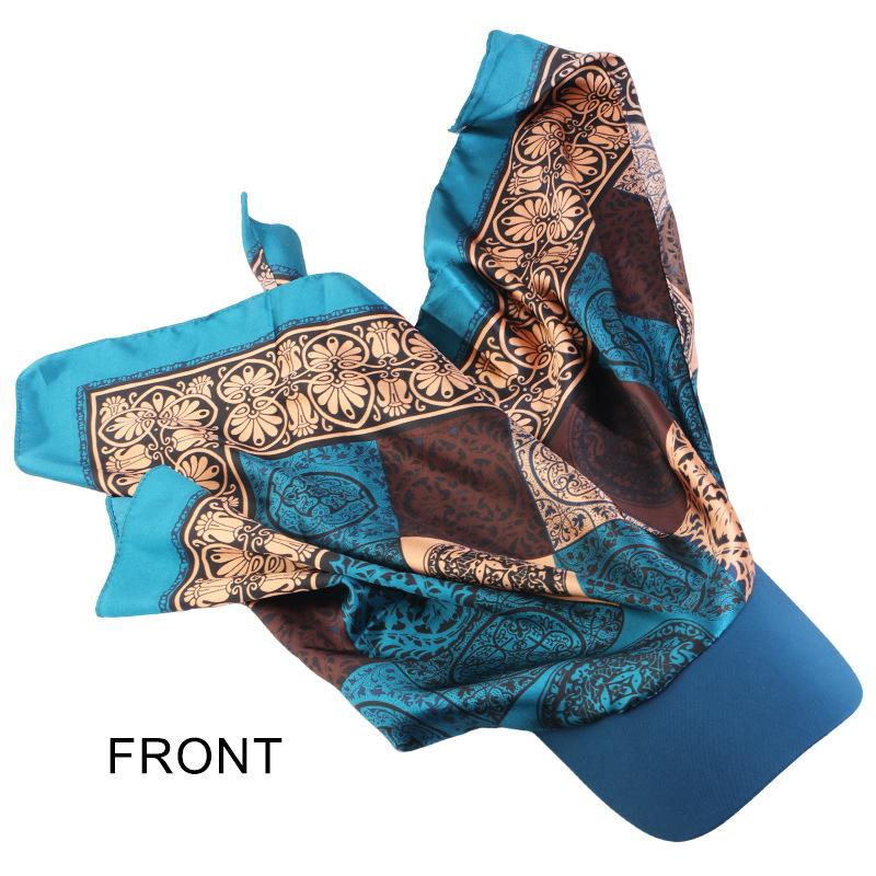 Satin Square Scarf Turban Hat, Outdoor Sun Protection Visor Cap for Women