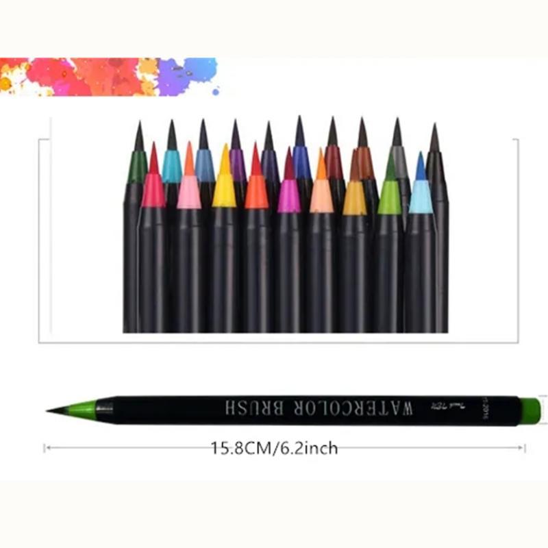 48 Colors Watercolor Brush Pen, 48pcs/set Nylon Brush Tip Water-based Ink Watercolor Brush for Students Beginner Water Color Kit