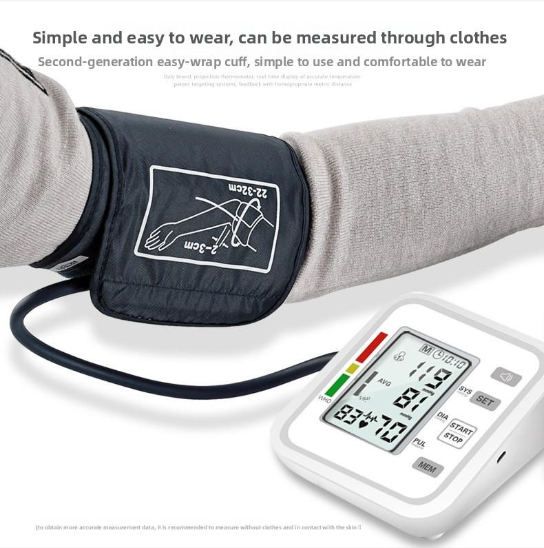 Fully Automatic Upper Arm Blood Pressure Monitor with Heart Rate Detection - Home & Medical Use  Intelligent Voice Broadcast